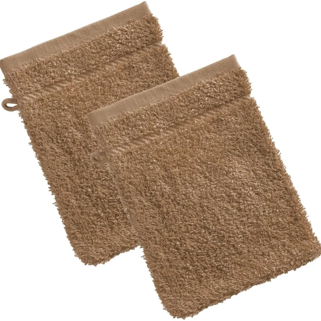 BecquetLot de 2 gants de toilette coton prélavé 420 g/m² CLAIRE - marron cappuccino