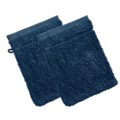BecquetLot de 2 gants de toilette coton prélavé 420 g/m² CLAIRE - bleu marine
