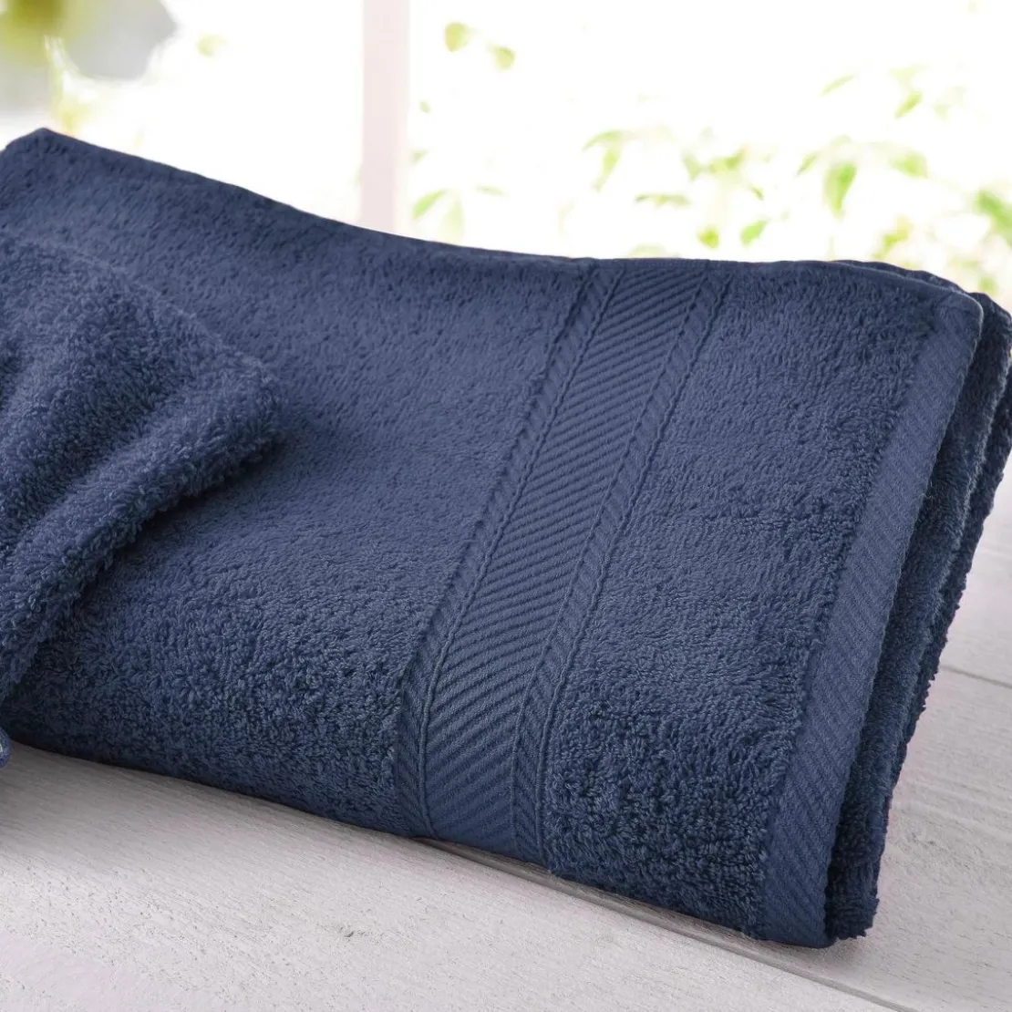 BecquetLot de 2 gants de toilette coton prélavé 420 g/m² CLAIRE - bleu marine