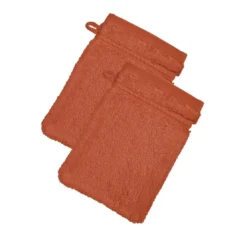 BecquetLot de 2 gants de toilette 600g/m² COTON EGYPTE - terracotta