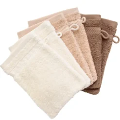 BecquetLot de 6 gants de toilette unis 500 g/m² -beige