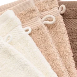 BecquetLot de 6 gants de toilette unis 500 g/m² -beige