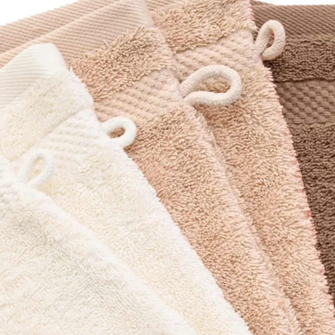 BecquetLot de 6 gants de toilette unis 500 g/m² -beige