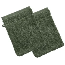 BecquetLot de 2 gants de toilette coton prélavé 420 g/m² CLAIRE - vert olive