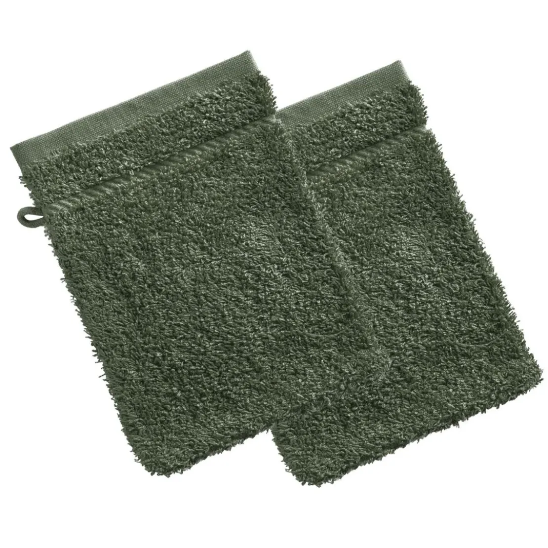 BecquetLot de 2 gants de toilette coton prélavé 420 g/m² CLAIRE - vert olive