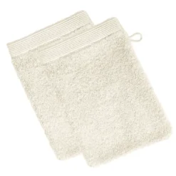 BecquetLot de 2 gants de toilette 550g/m² CAROLINE - blanc ivoire