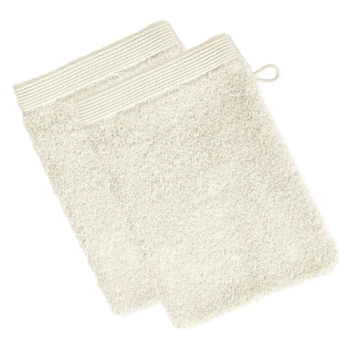 BecquetLot de 2 gants de toilette 550g/m² CAROLINE - blanc ivoire