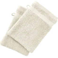 BecquetLot de 2 gants de toilette en coton 500g/m² ATLANTIQUE - blanc ivoire