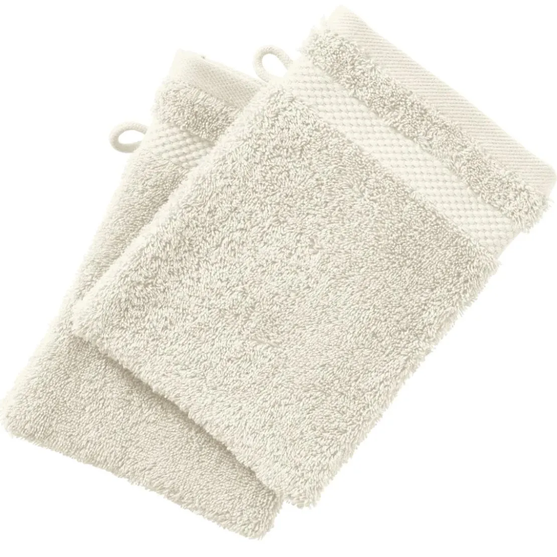 BecquetLot de 2 gants de toilette en coton 500g/m² ATLANTIQUE - blanc ivoire