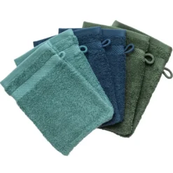 BecquetLot de 6 gants de toilette unis 500 g/m² - bleu vert