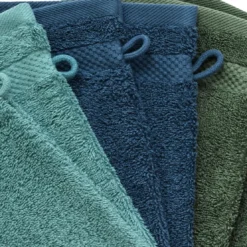 BecquetLot de 6 gants de toilette unis 500 g/m² - bleu vert