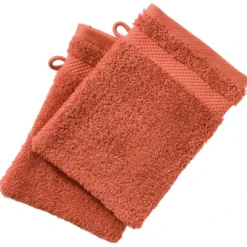 BecquetLot de 2 gants de toilette en coton 500g/m² ATLANTIQUE - orange terracotta
