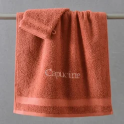 BecquetLot de 2 gants de toilette en coton 500g/m² ATLANTIQUE - orange terracotta