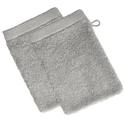 BecquetLot de 2 gants de toilette 550g/m² CAROLINE - gris perle