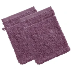 BecquetLot de 2 gants de toilette coton prélavé 420 g/m² CLAIRE - violet prune