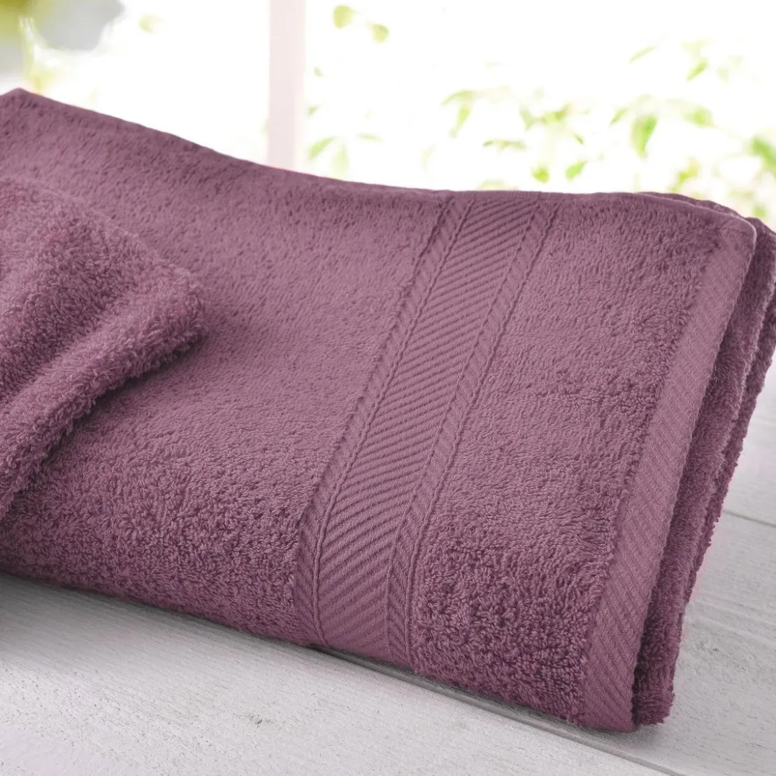 BecquetLot de 2 gants de toilette coton prélavé 420 g/m² CLAIRE - violet prune