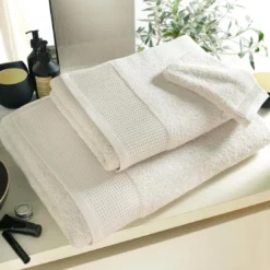 BecquetLot de 2 gants de toilette épais BEESPONGE craie