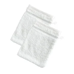 BecquetLot de 2 gants de toilette en coton BANDESECHELLE blanc cassé
