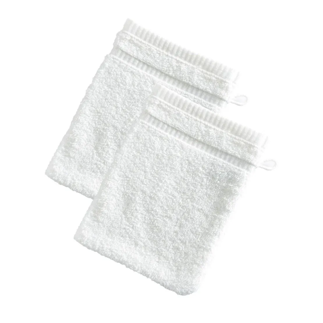 BecquetLot de 2 gants de toilette en coton BANDESECHELLE blanc cassé