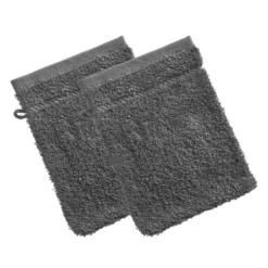 BecquetLot de 2 gants de toilette coton prélavé 420 g/m² CLAIRE - gris foncé