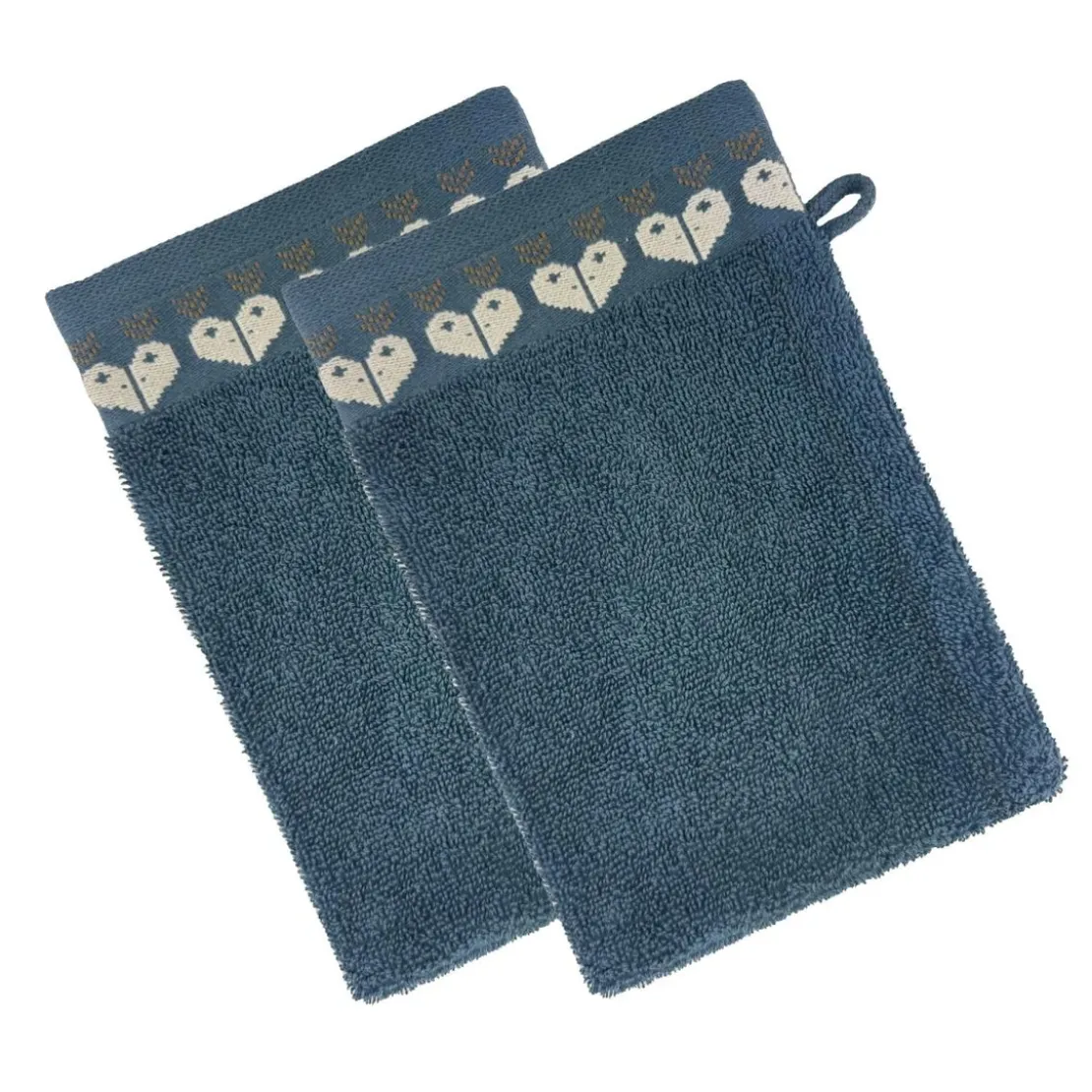 BecquetLot de 2 gants de toilette 15x21 RECIT D'HIVER - bleu