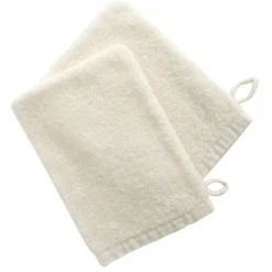 BecquetLot de 2 Gants de toilette en coton VAHINA - blanc écru