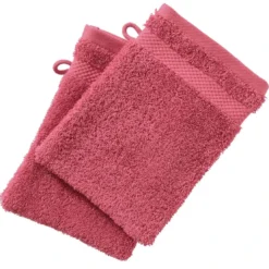 BecquetLot de 2 gants de toilette en coton 500g/m² ATLANTIQUE - rose framboise