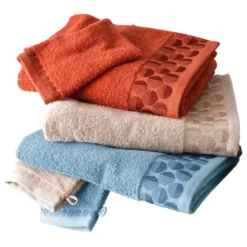 BecquetLot de 2 gants de toilette en coton bleu avec liteau cercle - EP. SERVOPTIQUE