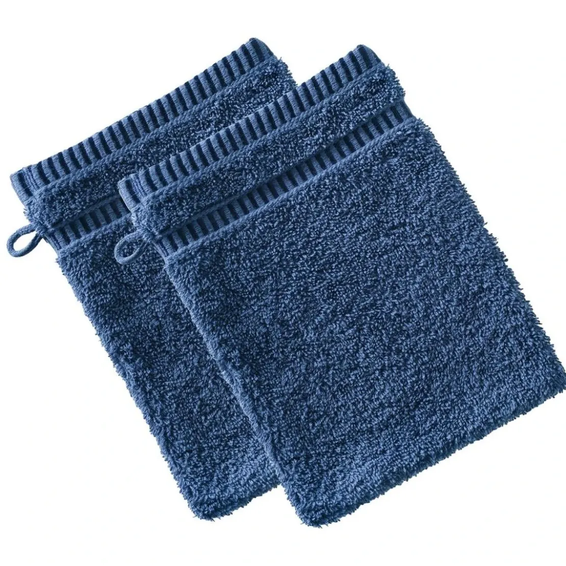 BecquetLot de 2 Gants de toilette en coton Bleu BANDESECHELLE marine