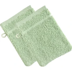 BecquetLot de 2 gants de toilette coton prélavé 420 g/m² CLAIRE - vert jade