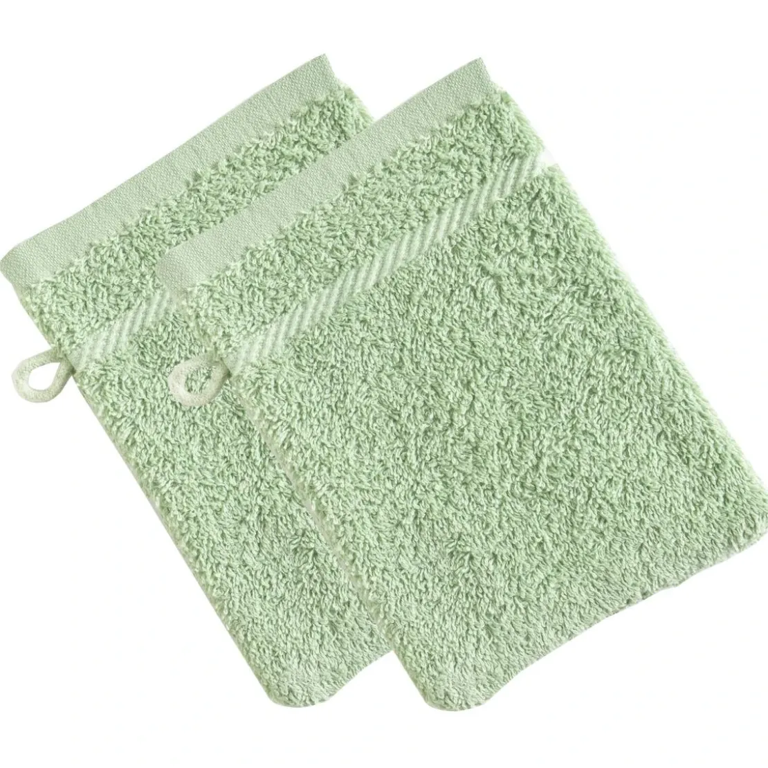 BecquetLot de 2 gants de toilette coton prélavé 420 g/m² CLAIRE - vert jade