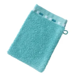 BecquetLot de 2 gants de toilette en coton bleu aqua - MOSAIQUA