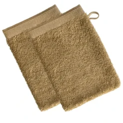 BecquetLot de 2 gants de toilette 550g/m² CAROLINE - marron caramel
