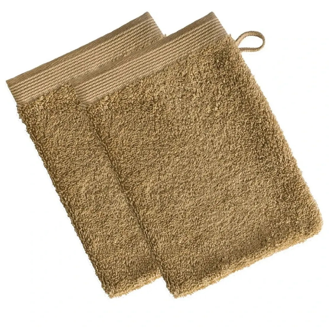 BecquetLot de 2 gants de toilette 550g/m² CAROLINE - marron caramel