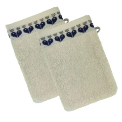 BecquetLot de 2 gants de toilette 15x21 RECIT D'HIVER - blanc ivoire