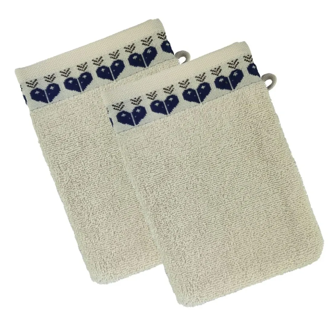 BecquetLot de 2 gants de toilette 15x21 RECIT D'HIVER - blanc ivoire