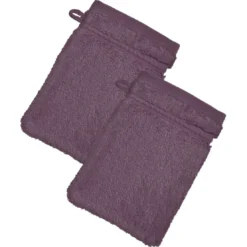 BecquetLot de 2 gants de toilette 600g/m² COTON EGYPTE - violet aubergine