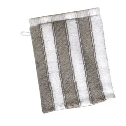 BecquetLot de 2 gants de toilette imprimés rayures coton gris LAURA