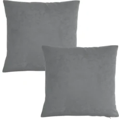 BecquetLot de 2 housses coussin en microfibre gris - ROYALE