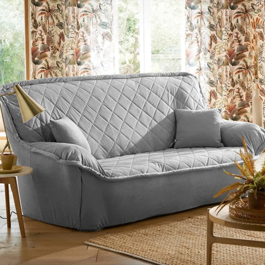 BecquetLot de 2 housses coussin en microfibre gris - ROYALE