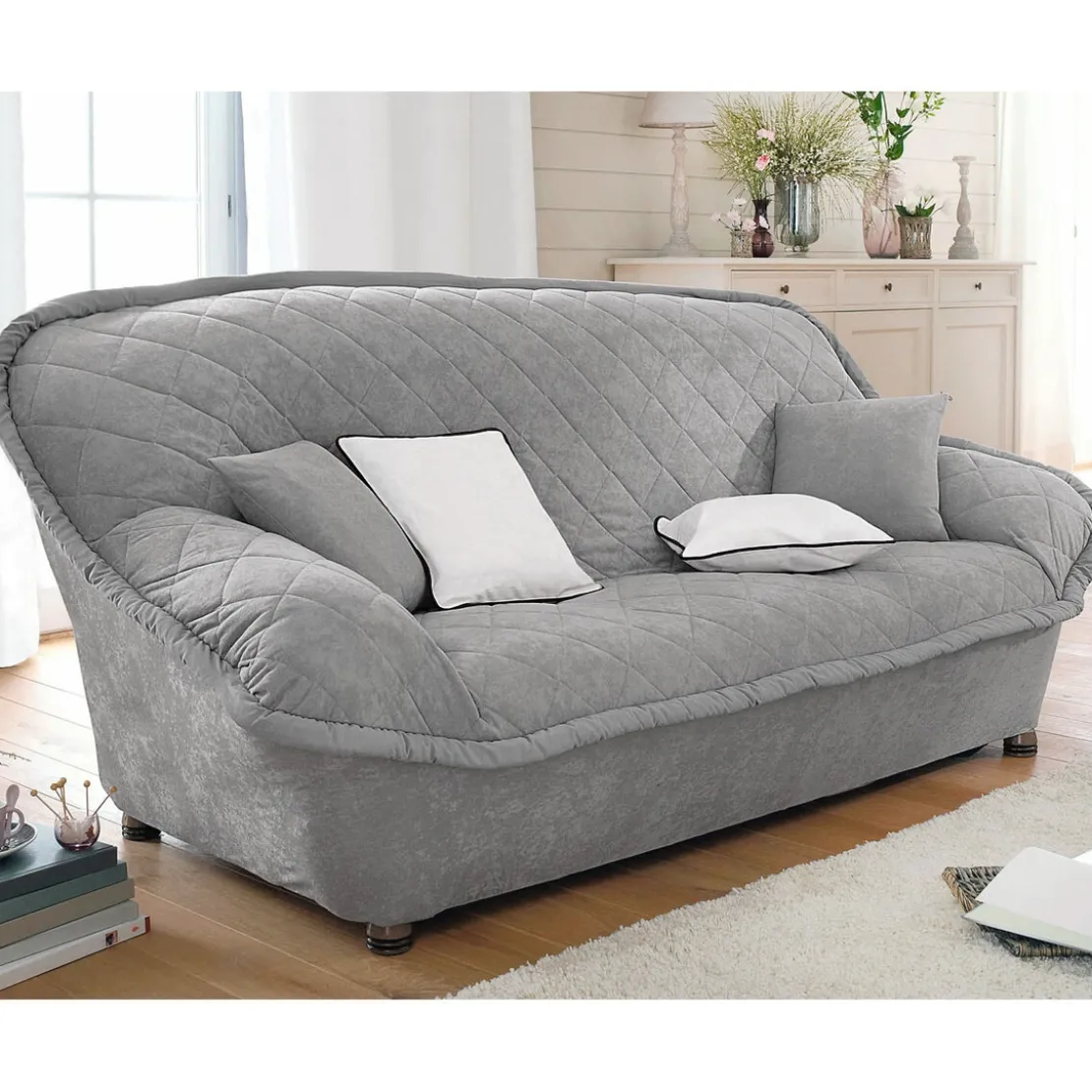 BecquetLot de 2 housses coussin en microfibre gris - ROYALE