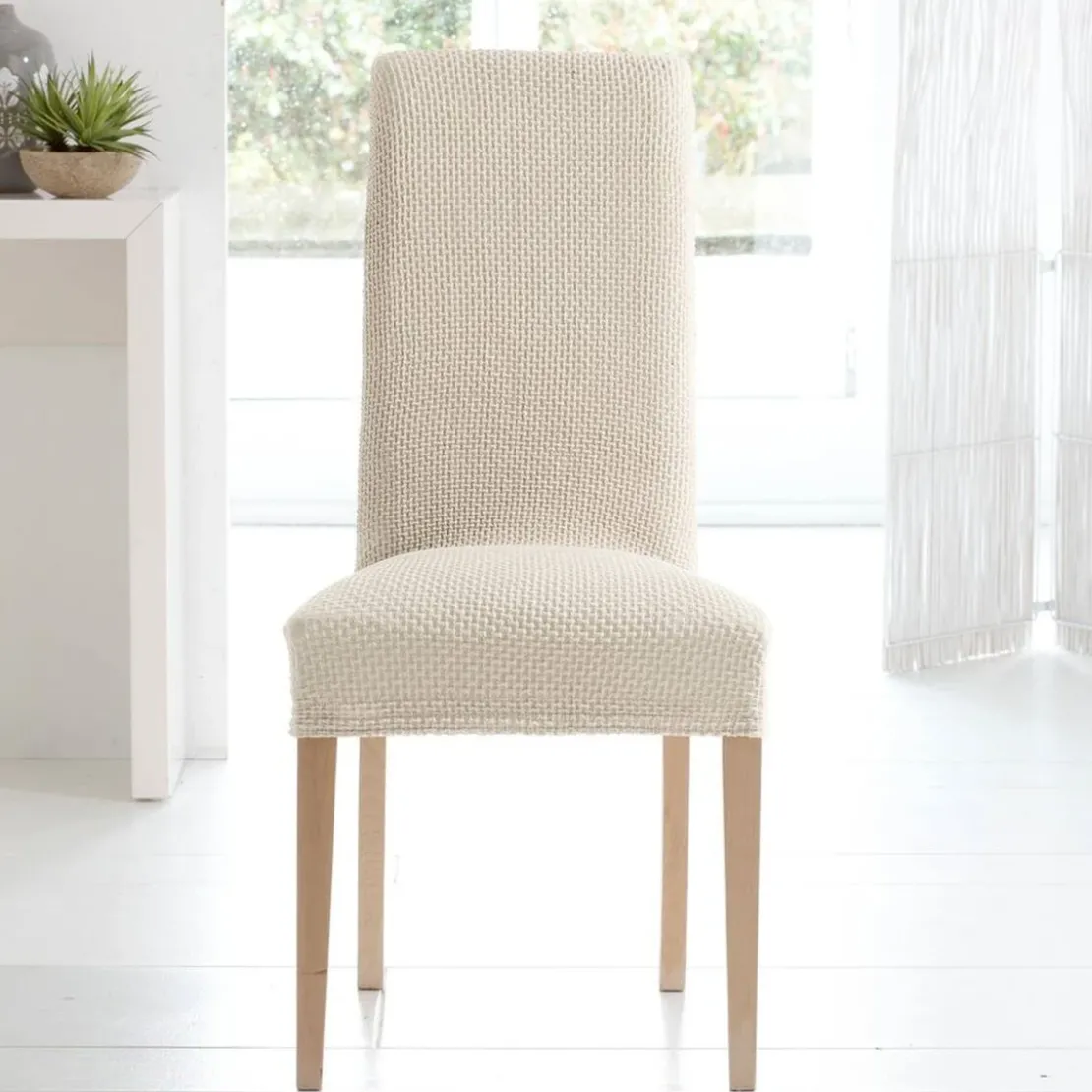 BecquetLot de 2 housses de chaise bi-extensibles CORA BI - Blanc écru