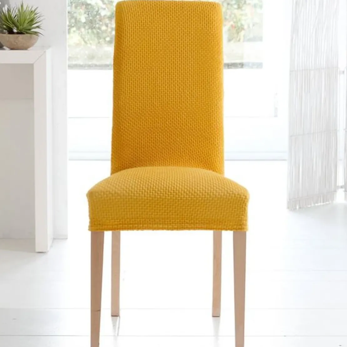 BecquetLot de 2 housses de chaise bi-extensibles CORA BI - Jaune Miel
