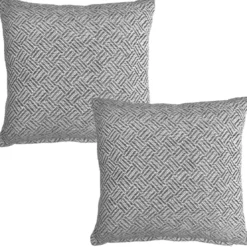 BecquetLot de 2 housses de coussin en coton gris tissé jacquard - ERIS