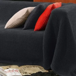 BecquetLot de 2 housses de coussin en coton nid d'abeille gris anthracite - FEROE