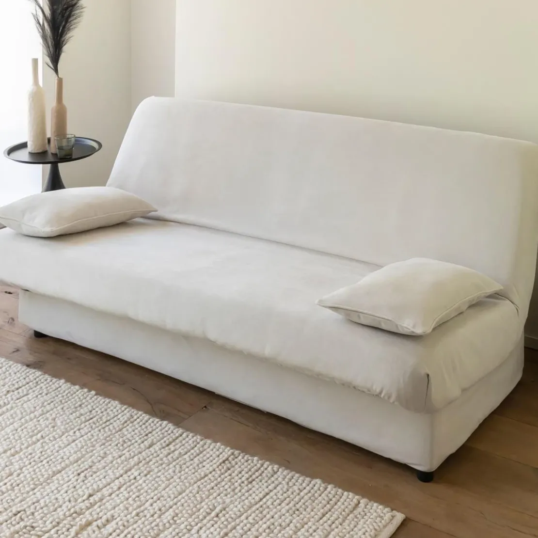 BecquetLot de 2 housses de coussin en polyester effet velours beige grège - GALENA CLIC