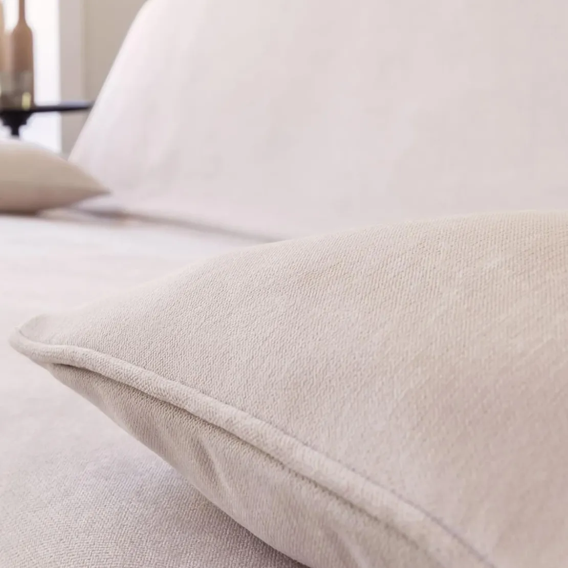 BecquetLot de 2 housses de coussin en polyester effet velours beige grège - GALENA CLIC