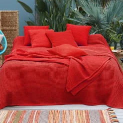 BecquetLot de 2 housses de coussin en coton nid d'abeille orange poterie - FEROE