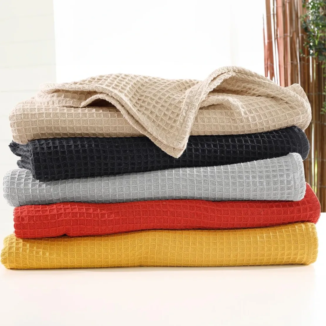 BecquetLot de 2 housses de coussin en coton nid d'abeille orange poterie - FEROE