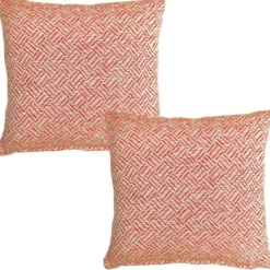 BecquetLot de 2 housses de coussin en coton rouge tomette tissé jacquard - ERIS